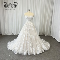 Feishiluo Cristal 3D Perle Fleur Robe De Mariée Robe De Bal De Luxe Strass Perle Robes De Mariée Avec Veste En Dentelle