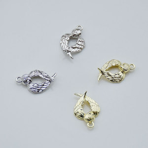 Pendentif en forme de cœur avec ailes d'ange, en alliage plaqué, pour la fabrication de boucles d'oreilles, accessoires de bijouterie GJ332 - Product Image 3