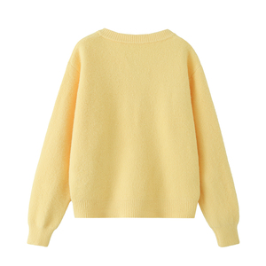<span class=keywords><strong>Cardigan</strong></span> da <span class=keywords><strong>Donna</strong></span> <span class=keywords><strong>Giallo</strong></span> con Collo Tondo, Bottoni, Maniche Lunghe, Maglia Larga, Casual e alla Moda - Product Image 2
