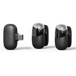 Portable 1-Drag 2-Noise Cancelling Wireless Lavalier Microphone 2.4G Mini Plug Play Collar Mic pour Mobile Phone Video 2.4GHz - Product Image 5