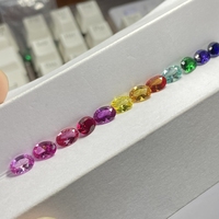 Pierres synthétiques ovales 5A de 5x7mm, 12 couleurs par lot, saphir corindon rose, rouge, bleu, jaune, vert, arc-en-ciel