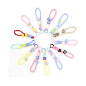 Portachiavi con corda a forma di faccina sorridente, anello elastico colorato per chiavi e borse, 600 pezzi per scatola - Product Image 2