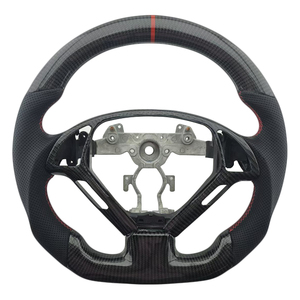 Practical Hot Sale Perforated Leather Carbon Fibre Red Top Stripe <b>Steering</b> <b>Wheel</b> Fit <b>for</b> Infiniti G27 G37 Car <b>Steering</b> <b>Wheel</b> - Product Image 1