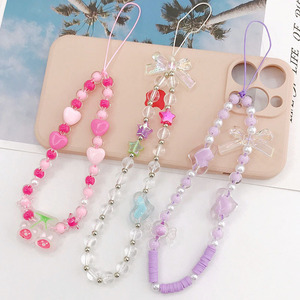 Cadena para teléfono móvil personalizada para niñas, funda para teléfono móvil con cuentas de colores de alta calidad - Product Image 1