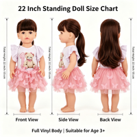 Poupée Reborn de 22 pouces en vinyle intégral, motif ours mignon, jupe tutu en tulle papillon, poupée de jeu