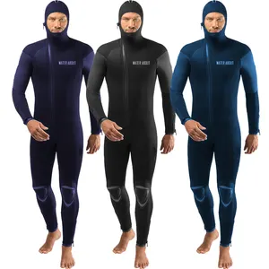 ชุดดำน้ำเล่นเซิร์ฟสำหรับผู้ชายชุดว่ายน้ำนีโอพรีนขนาด5มม. ชุดดำน้ำแขนยาวสเปียร์ฟิชชิ่งขนาด7มม.