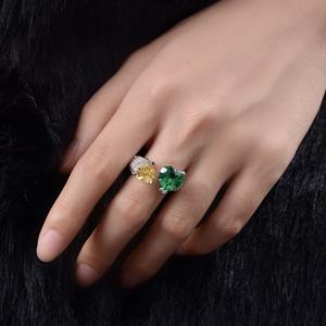 Anillo de compromiso de piedra de corazón doble de Plata de Ley 925, chapado en oro blanco, nuevo anillo clásico en forma de corazón para regalo de fiesta de boda - Product Image 4