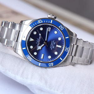 Reloj Mecánico Personalizado MINUTETIME DIY NH35 para Hombre, Esfera Azul de Lujo, Correa de Acero, Movimiento Automático, Resistente al Agua 10 BAR - Product Image 2