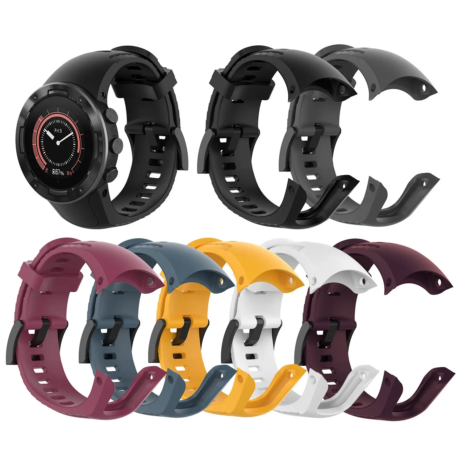 Silicone Rubber Adjustable Strap Wristband Replacement for SUUNTO 5 Smart Watch with Tools