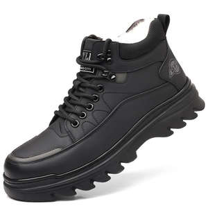 Bottes d'hiver chaudes en velours pour homme avec tige en néoprène, lacets, style décontracté, bottes de neige pour papa avec doublure en fourrure, semelle intermédiaire en caoutchouc et semelle extérieure en caoutchouc - Product Image 1