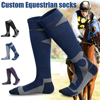 Chaussettes d'équitation de qualité supérieure, personnalisées avec logo, hauteur genou, anti-humidité, séchage rapide, respirantes, pour entraînement équestre adulte