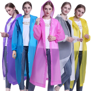 Raincoat EVA Disposable <b>Rain</b> <b>Poncho</b> with Elastic Cuff Waterproof Lightweight Adult Raincoats - Product Image 1