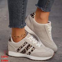 Baskets Rétro Décontractées pour Femmes à Lacets Légères Imprimé Animal Chaussures de Sport Élégantes pour le Jogging