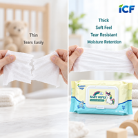 Tisu Bayi Alami Biodegradable Nonwoven untuk Membersihkan Wajah dan Tubuh, Kemasan Dapat Ditutup Kembali, Logo Dapat Disesuaikan, Perawatan Kulit