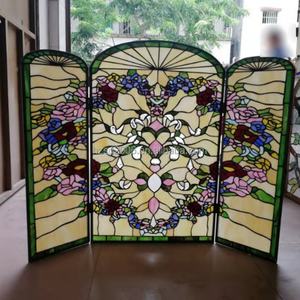 Paravientos de Chimenea Tiffany de Vidrio Artístico Teñido con Diseño Floral Hecho a Mano de Estilo Europeo de 36''*28'' - Product Image 4