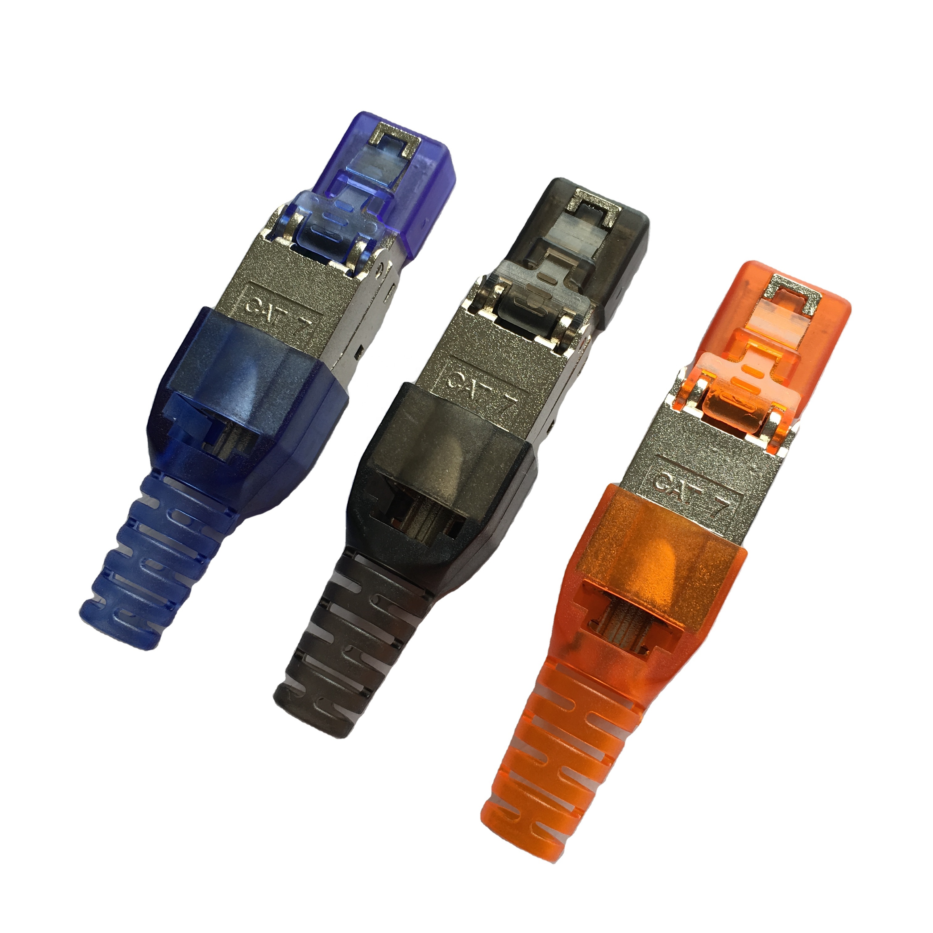 Прямая продажа с фабрики, разъем RJ45 Cat 7, SFTP Cat7, безинструментальный штекер для кабеля Cat7 с ограничителем натяжения