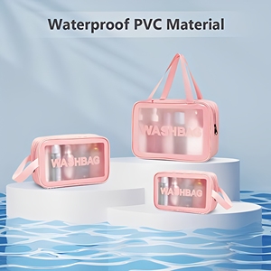 Neceser Transparente Impermeable Personalizado Royal Fair <span class=keywords><strong>con</strong></span> Cierre, Juego de Tres Bolsas Transparentes para Gimnasio, Ducha y Organización de Artículos Esenciales - Product Image 2