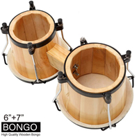 Gelsonlab HS-4BS Bongo Drum Set, 2 Sets Percussion Instrument, FSC Wood and Metal Drum for Kids Adults Beginners