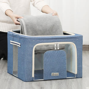 Contenitore pieghevole porta vestiti scatola Oxford rivestito in tessuto pieghevole contenitore impilabile <span class=keywords><strong>Organizer</strong></span> <span class=keywords><strong>armadio</strong></span> con finestra trasparente - Product Image 3