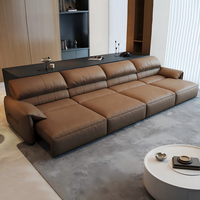Ensemble de canapés inclinables en cuir de luxe moderne et contemporain - Combinaison modulaire sectionnelle pour salon d'appartement