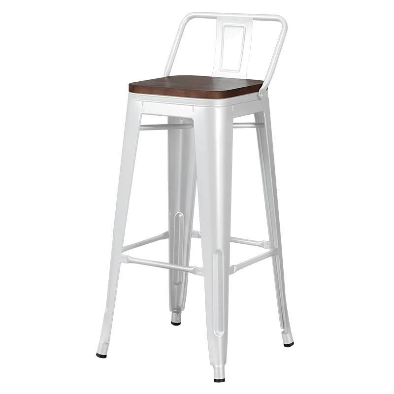 Industrial-Style Metal Bar Stool with Backrest and Padded Seat Ideal ...
