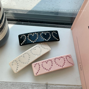 Kinling OEM Sweet Cool Diamond Four Seasons All Match Advance American Women's Strawberry Powder Rhinestone Love Hair Claw Clips - Product Image 2