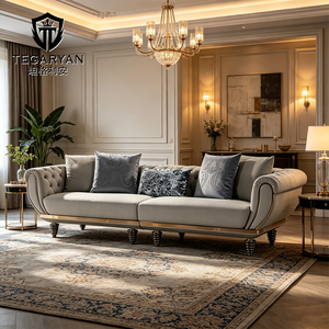 Divano di Lusso per Soggiorno, Moderno, Imbottito in <span class=keywords><strong>Beige</strong></span>, Trapuntato, <span class=keywords><strong>Grigio</strong></span> Chiaro, <span class=keywords><strong>Arredamento</strong></span> per la Casa, Mobili Personalizzati - Product Image 1