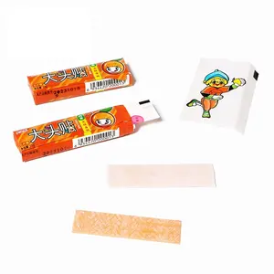 Wholesale Private Label Customized Colorful Candy Sweets Chewing Sweet Fruit Flavour Bubble Gum with Tatoo Paper