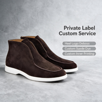 Bottes montantes pour hommes en daim de vache marron foncé, noir et beige, à enfiler, semelle en caoutchouc, pour le bureau et la carrière, OEM/ODM, vente en gros personnalisée
