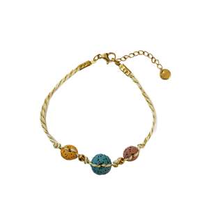 Fashion <b>Beaded</b> <b>Bracelet</b> 316L Stainless Steel PVD <b>Gold</b> Plating Sustainable Resistant Multi Color Stone Design - Product Image 1