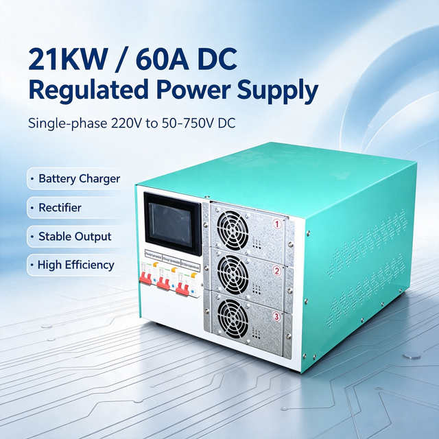 21kW Single Phase Rectifier 220V AC to 100-750V DC Industry Use 60A Battery Charger Switching Power Supply 95% Efficiency