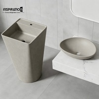 Évier de comptoir en béton creux pour la décoration intérieure de salles de bain résidentielles contemporaines