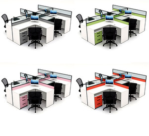 Muebles de oficina de diseño moderno, escritorio de oficina con pantalla de partición de aleación de aluminio, vidrio templado, blanco, más nuevo - Product Image 2
