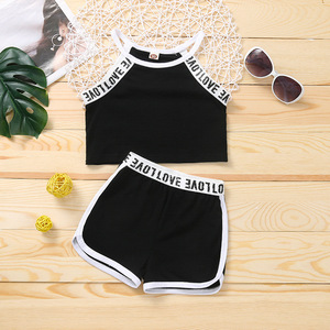Summer Casual Style Girls Clothes Set Letter Sleeveless Tank Top &amp; Shorts <strong>Fashion</strong> Outfit for Kids &amp; <strong>Teens</strong> - Product Image 4