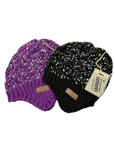 Excellent Quality LANDBAS LUH-11625 100% Acrylic Knitting Rainbow Beanie 56-58CM Leather Patch Printing Plain Knit Cable <b>Hat</b> Cap - Product Image 2