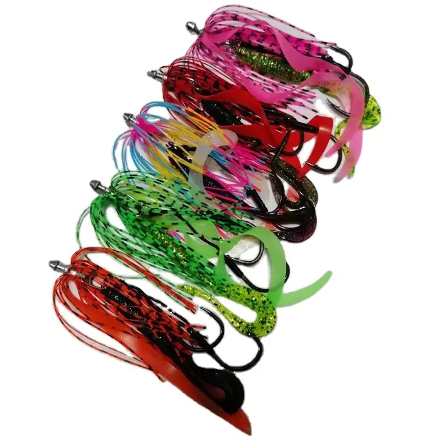 High quality new type silicone skirt jigging circle hook with soft lure bait