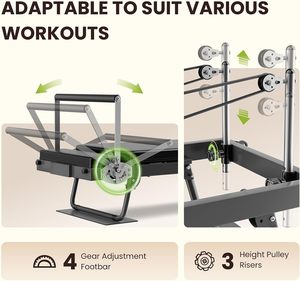 CZFIT Reformer de Pilates Rosa, Nuevo Estilo, Plegable, Equipo de Fitness para Uso Doméstico y Estudios de Yoga, Duradero, Esenciales para el Gimnasio - Product Image 6