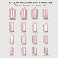 Faux ongles rose vif plaqués, forme cercueil, en ABS, couvrance totale avec colle pour salon de manucure