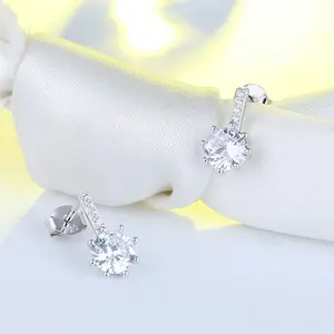 RINTINN SE109 Fine Jewelry High Quality 4A Zirconia joyas plata 925 silver Drop Earrings For Women S925 Silver Diamond Earrings