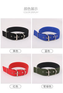 Grosir empuk besar kain katun nilon busa kulit lembut berjajar kerah leher anjing logam lebar gesper anyaman kepadatan tinggi - Product Image 3