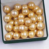 Vente d'usine AA Grade 14-16mm Dye Gold Perles d'Edison d'eau douce en vrac Forme ronde naturelle