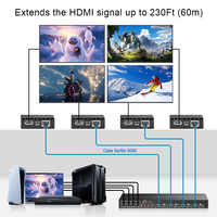 Prix usine 4k60 commutation sans couture hdmi matrice et contrôleur de mur vidéo et 70m cat5/cat6 extender plusieurs méthodes de contrôle
