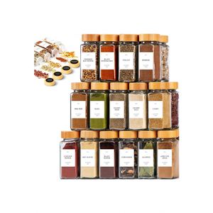 Home Glass Bamboo Wooden Eco-Friendly Dishwasher Safe <b>Spice</b> Bottle <b>Jar</b> Salt Pepper Shaker Set Private Label - Product Image 1