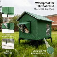 Mobilier d'extérieur pour animaux de compagnie : Nid pour chat en tissu Oxford imperméable, design surélevé, pliable, toutes saisons, villa pour chats errants