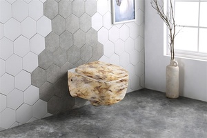 WC suspendu sans rebord en céramique, couleur marbre, pour salle de bain - Product Image 5