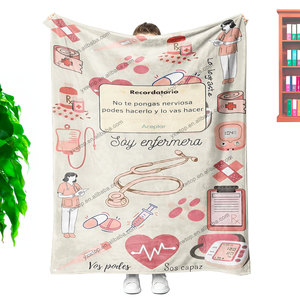 Superventas personalizado-impreso gráfico enfermería Scrubs suave cálido ligero acogedor ligero felpa sofá ropa de cama manta de punto - Product Image 5