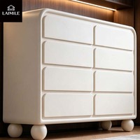 Commode à 8 tiroirs blanche moderne, armoire de rangement minimaliste incurvée, commode de chambre à coucher avec pieds ronds, meubles pour la maison