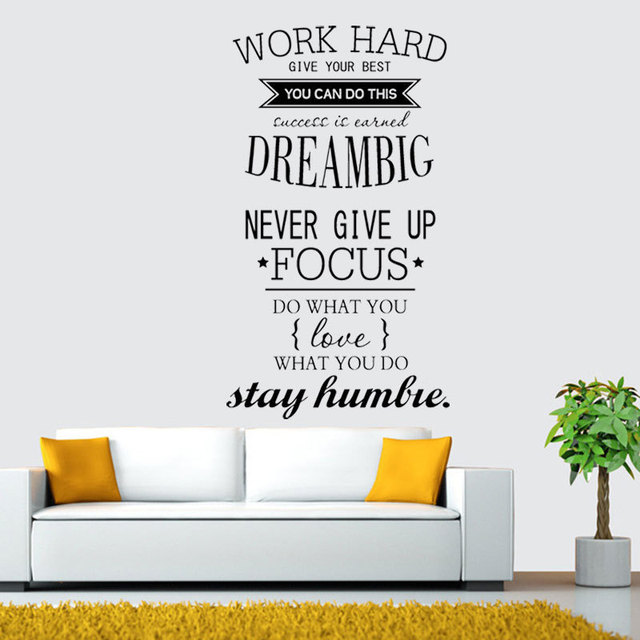 Inspirational Quotes PVC Wall Decals Large Removable Motivational Saying Wall Stickers Positive Lettering Word Household