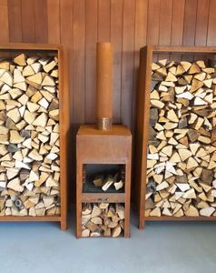 Lò Sưởi Ngoài Trời Vườn Kho Báu Lửa Pit Thép Lớn Patio Firepits Heavy Duty Gỗ Lò Sưởi Với Ống Khói - Product Image 3