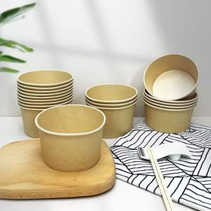 Envasado de comida rápida de papel corrugado para ensaladas, sopa, aperitivos y hamburguesas, apto para microondas y a prueba de aceite con tapa de PET en relieve - Product Image 4